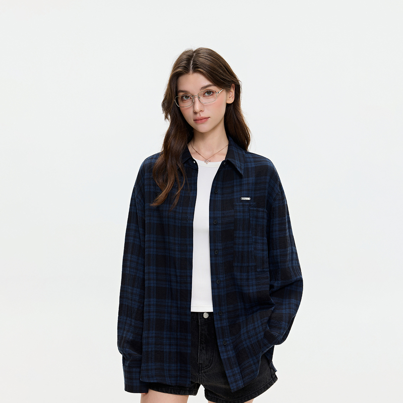 Ikyou Niche Design Plaid Shirt for Women, Long-Sleeved, New for Spring and Autumn, Loose Fit, Slimming, Lazy Style, Versatile Shirt Ikyou Niche Design Plaid Shirt for Women, Long-Sleeved, New for Spring and Autumn, Loose Fit, Slimming, Lazy Style, Versatile Shirt