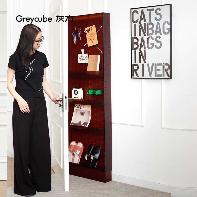 Door-back cabinet ultra-thin narrow cabinet hole plate storage