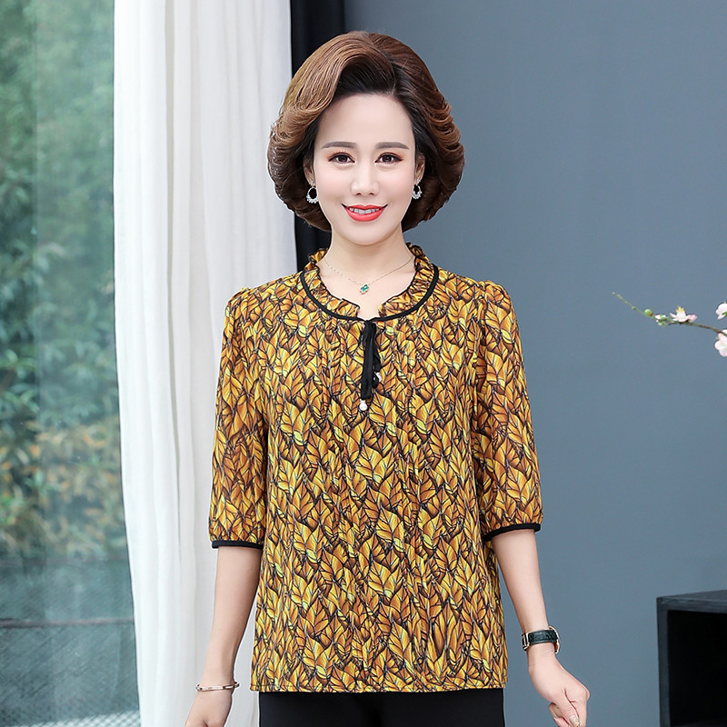 Middle - aged mother dressed a shirt in middle - sleeved women's clothing large size autumn 2022 new shirt pie