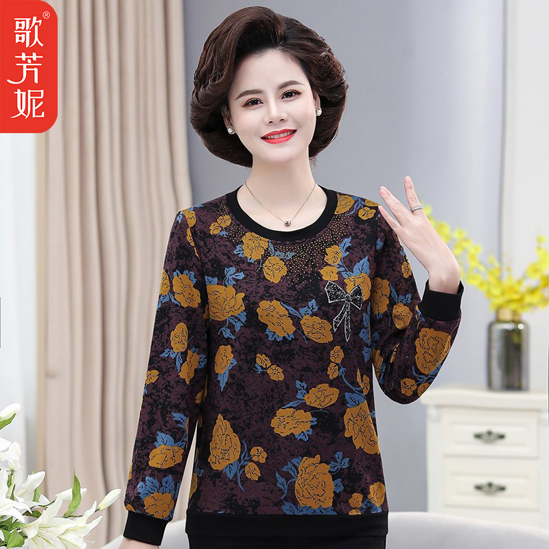 Mid-aged women's clothing 2022 Spring loaded T-shirts Bottoms Shirts Loose size for older Grandmothers Loaded Women Middle-aged Moms Clothes