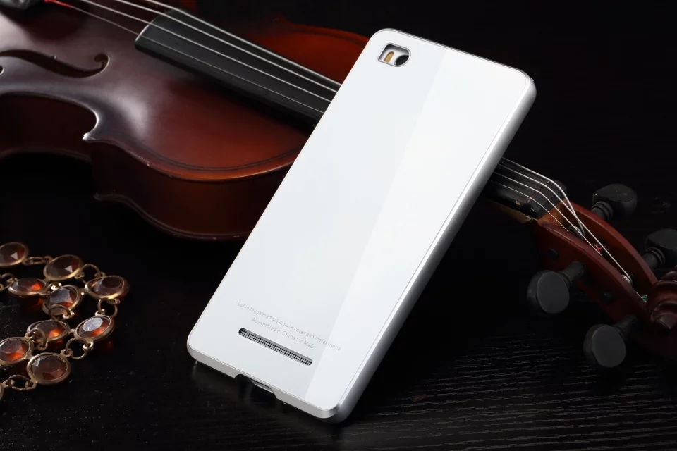 Luphie Aircraft Aluminum Metal Frame 9H Tempered Glass Back Cover Case for Xiaomi Mi 4C