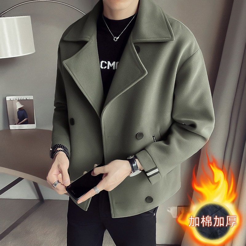 Gross jacket men's spring new large coat short for casual thickening large size for warm and loose jacket handsome blouse