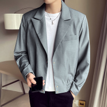 Short windbreaker mens suit collar jacket yuppie casual fashion brand Korean slim jacket English slim jacket