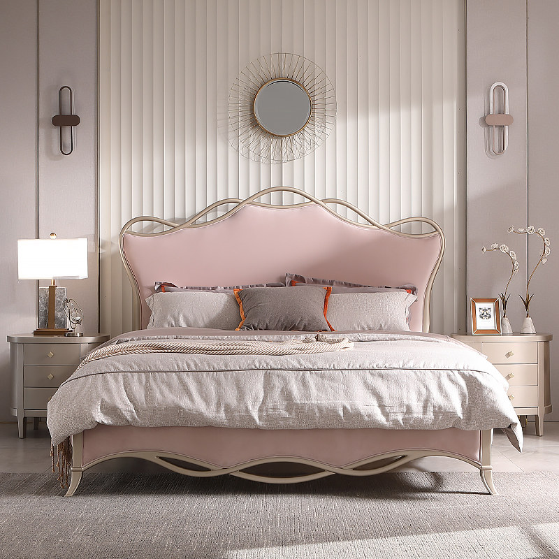 American light luxury modern minimalist master bedroom double bed fabric crown bed fabric soft package 1 8 meters wedding bed princess bed