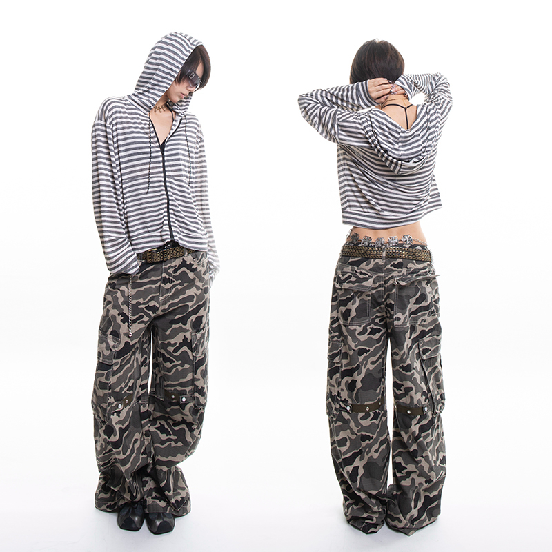 Differ Eleven Summer Lightweight and Casual Striped Hooded Long-Sleeved T-Shirt Hoodie