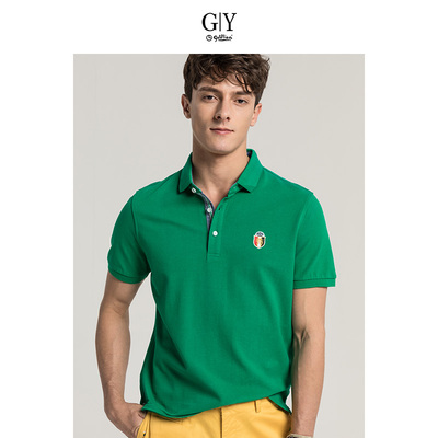 GYgoldlion Jinlilai GY quần áo ngắn tay áo polo nam thanh niên thêu tiêu chuẩn thời trang giản dị ve áo T-Shirt triều t shirt polo Polo