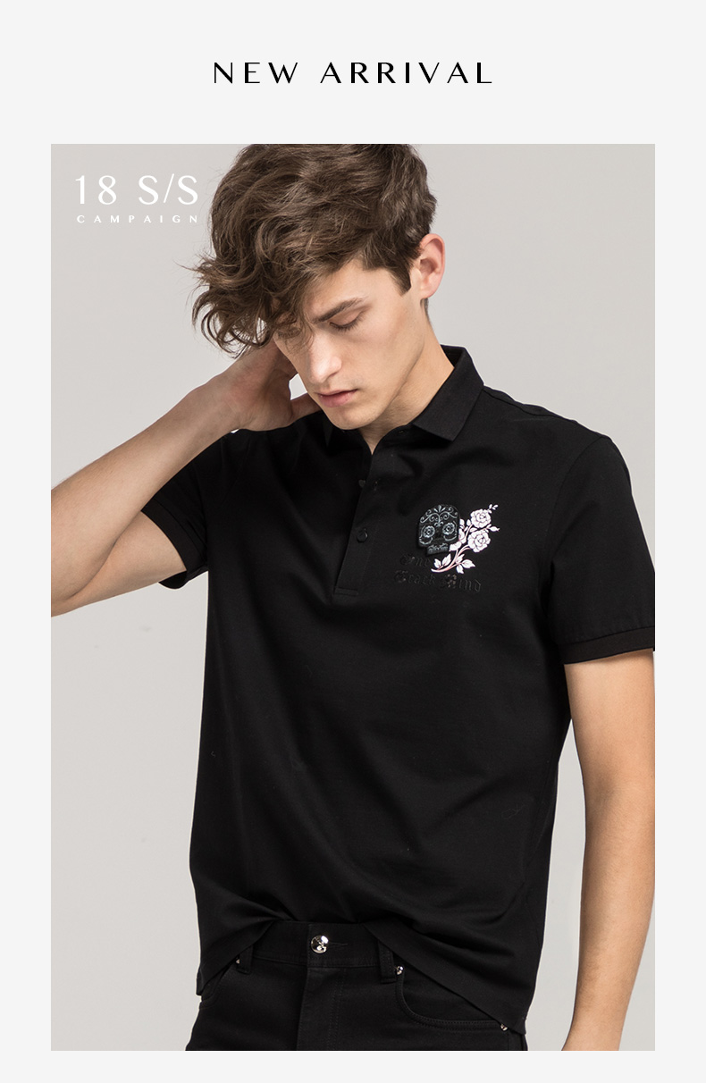 GYgoldlion / clothing Quần áo GY POLO tay ngắn nam thanh niên thời trang ngực thêu áo polo ngắn tay active shirt