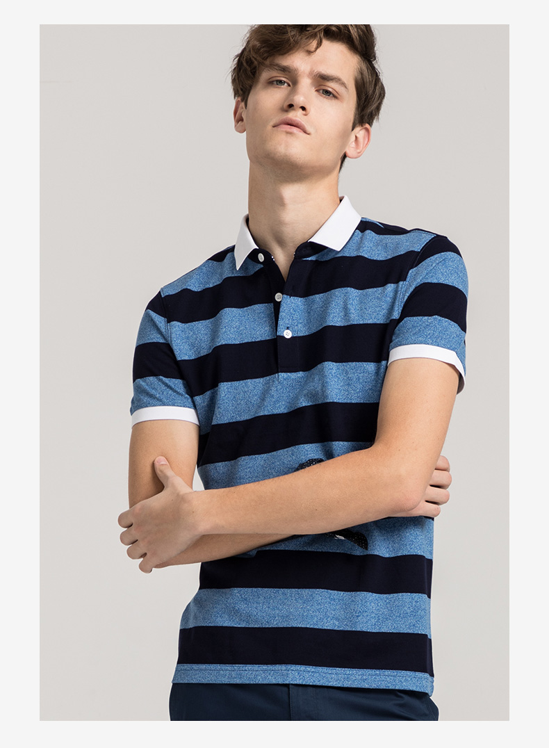 GYgoldlion / Quần áo GY tay ngắn POLO nam thanh niên hè mới sọc nửa áo polo áo thun polo