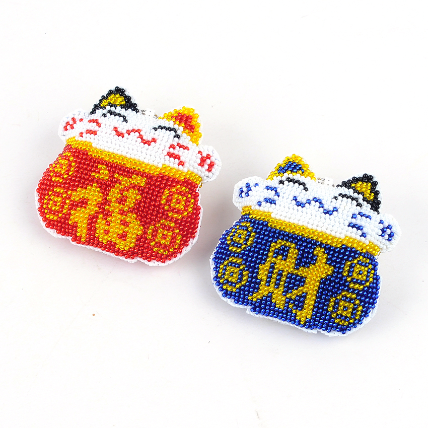 Riêng vài mẫu thêu chìa khóa xe đồ trang trí chiếc nhẫn mặt dây chuyền Lucky mèo phim hoạt hình đầy đủ đính cườm khâu in ấn chính xác - Công cụ & phụ kiện Cross-stitch tranh thêu chữ thập gia đình