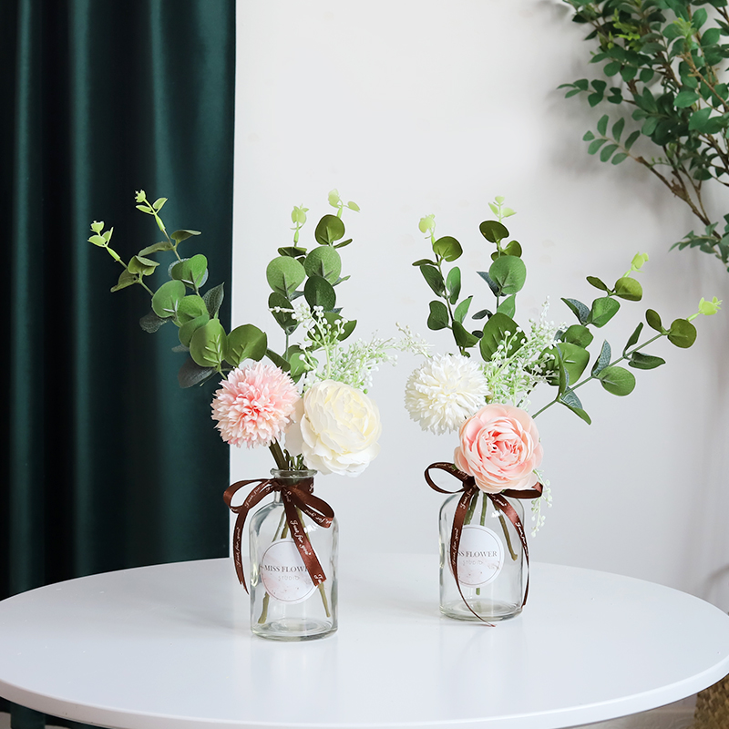 ins wind transparent glass hydroponic vases Eugalie ping-pong chamomile simulation floral swing with fake flowers to shoot small props-Taobao