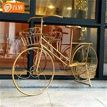 European-style iron bicycle flower stand balcony t courtyard floor model shop shop window decoration home furnishings
