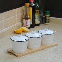 PAGOO Nordic Ceramic Home Kitchen Seasoned Jar Suit Seasonings Jar Salt MSG Seasoning Box Three Suits