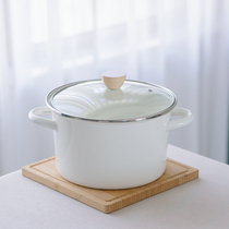 PAGE ENAMEL DAILY TYPE ENAMEL HOME THICKENED LARGE CAPACITY DOUBLE EAR SOUP PAN SAUCEPAN OVEN GAS UNIVERSAL