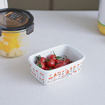 PAGOO enamel day style with cover refreshing box Refrigerator chilling box prepared vegetable dish food pan lunchbox butter box