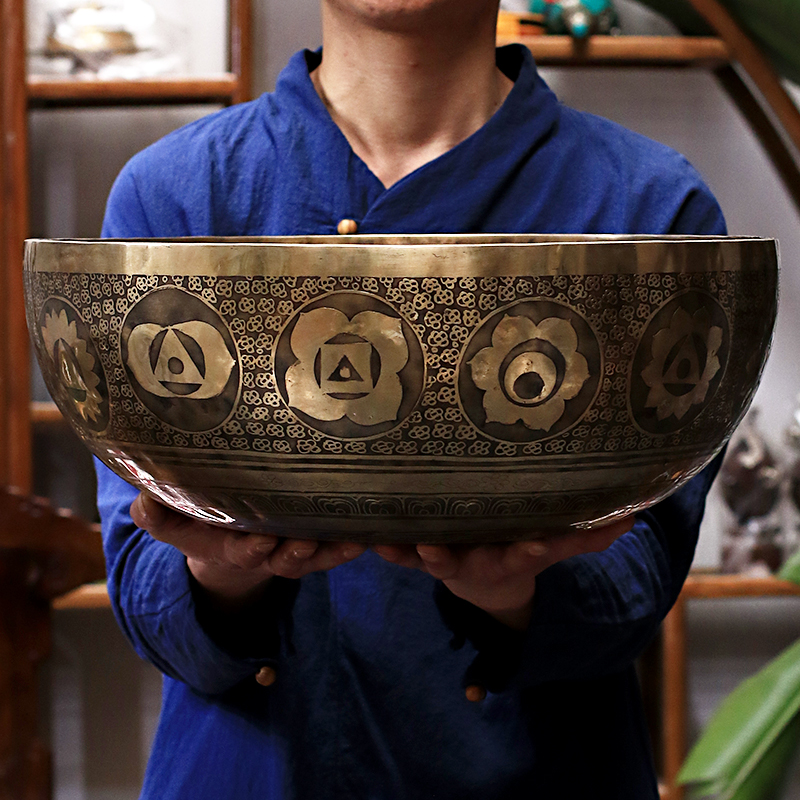Large Songbo custom Nepalese handmade slogan bowl Tibetan Buddha sound Bowl Yoga Meditation Healing sound therapy