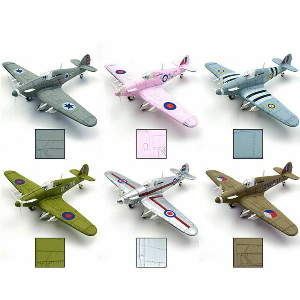 1:48 Hurricane Fighter Plastic Aircraft Assembly Model Yizhi Toys Military Swing Parts Color Random