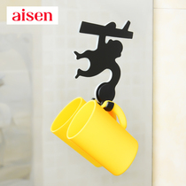Japan AISEN MONKEY CUP HOLDER Hook Wash Terrace Towel Rack Creativity No marks Absorbing Multipurpose Cup Holder