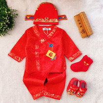 Baby grabbing one year old clothes suit children Tang suit men and women Spring Autumn 100 days dress Chinese style baby champion suit