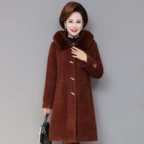 Mother Dress With Cap Water Mink Suede Coat 45 Ten-year-old Winter Dress Imitation Gold Mink Jacket Foreign Piste Middle-aged Woman