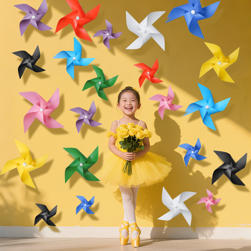 Multi-Color Wall-Mounted Rotatable Pinwheel Birthday Backdrop Photo Decoration Large Pinwheel Waterproof Signature Wall