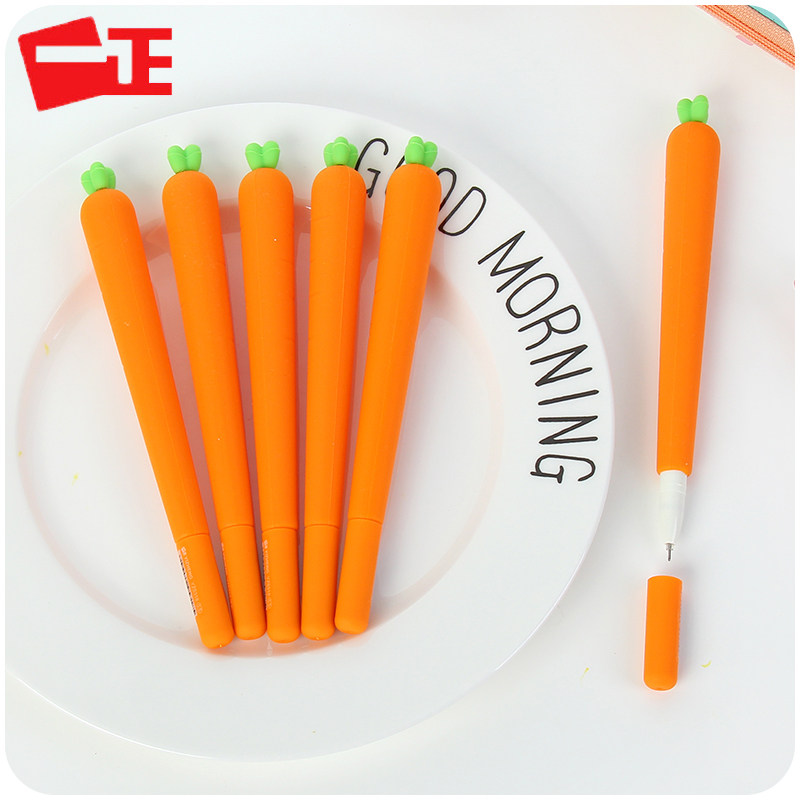 Creative Carrot Neutral Soft Silicone Pen Black Office Student Lovely Carbon Pen Wholesale