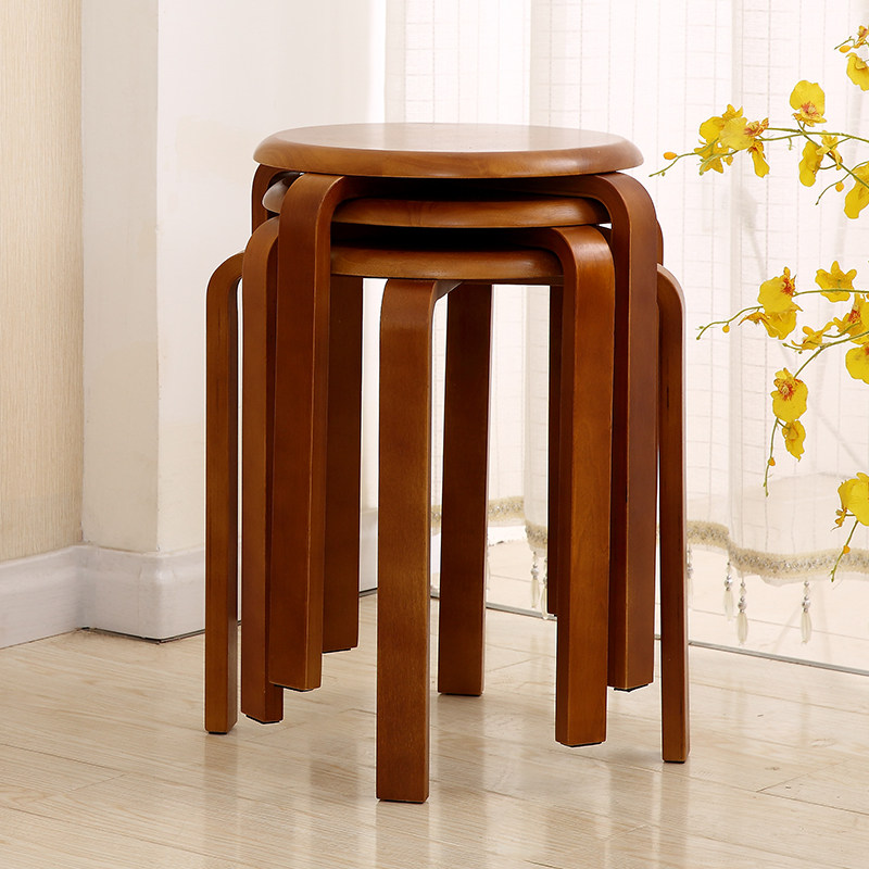 Solid wood round stool household wooden stool fashion creative living room wooden stool small stool adult makeup stool simple dining table stool