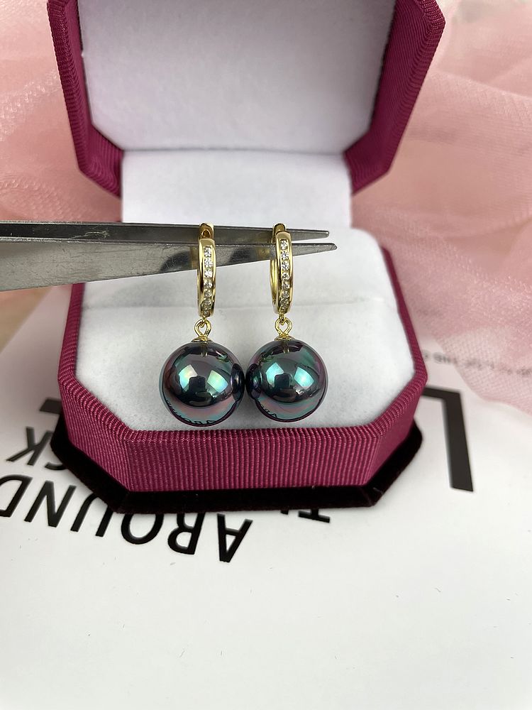 New diamond-studded 925 silver shell bead earrings earrings natural mother-of-pearl imitation pearl earrings earrings show temperament purple