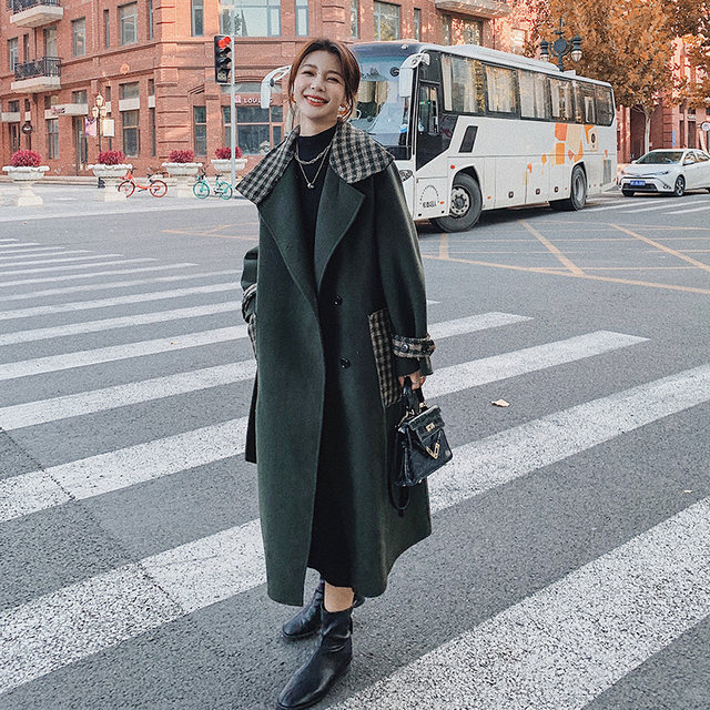 2021 new coat women's mid-length Korean version loose small woolen coat double-sided wool coat