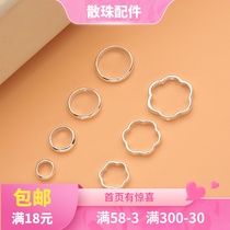 Dingxi DIY accessories jewelry S925 sterling silver square ring across the flower-shaped hollow ring beads placed in the middle of the beads