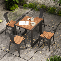 Open-air Patio Dining Table And Chairs Combined Casual Villa Outdoor Iron Art Small Square Table Waterproof Sunscreen Outdoor Balcony Table