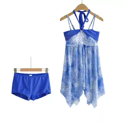 Hot spring women's swimsuit shorts conservative boxer print two-piece swimsuit anti-chlorine quick-drying clothes seaside swimming YZ5021