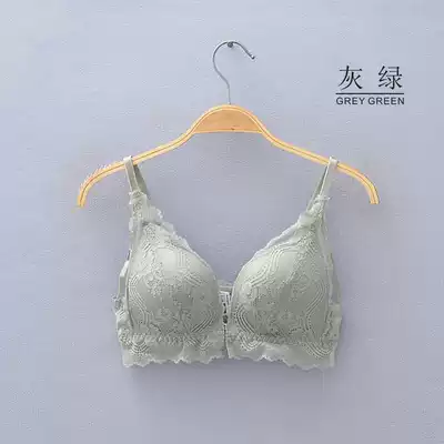 Domestic single ring without steel ring middle mold triangle cup sexy front button bra lace gathering women's corset WX1001