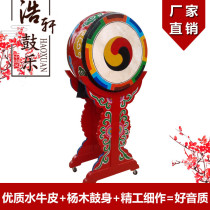 Customize the Korea Painted Large Drum Decoration Drum Bull Leather Drum War Drum drum Drum Change Lentil Drum Green Flower Porcelain Ornamental Drum