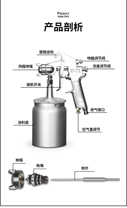 Weimar w71-77 súng phun sơn nội thất phun áp lực cao sơn công cụ xe hơi phun cao trên và dưới khí nén phun có thể