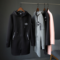 T1855 long style comes hollow air Cotton Spring male and female couples warm hooded long windbreaker coat