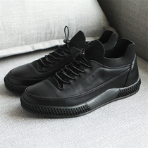 T617 really handsome Black Samurai series men Spring Lace-up leather low-top shoes black casual shoes trendy shoes