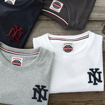 Word of mouth Series ~ letter embroidery ~ summer mens American cotton grinding leisure harbor style short sleeve T-shirt mens T3070