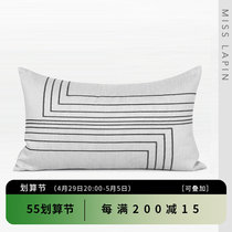 Lanpint Home Original Prototype Board Room Sofa Cushion Close To Pillow Modern Minima Grey White Line Embroidered Waist Pillow