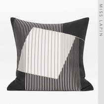 Lanpin home model room bedroom cushion pillow pillow case Modern simple black beige cloth embroidered flower square pillow