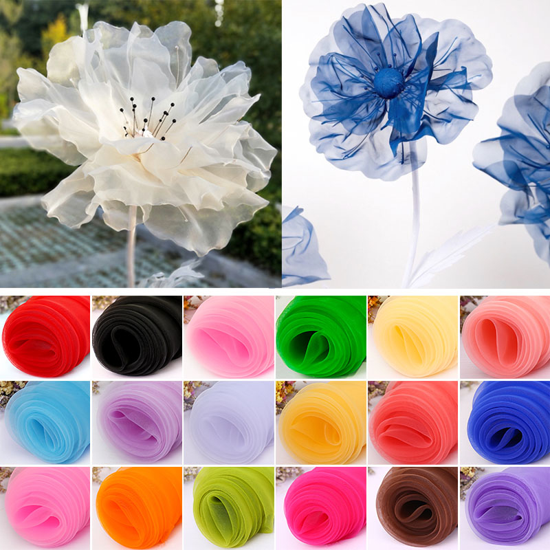 Organza wedding yarn flower silk flower gauze mesh skirt transparent puff skirt tulle as veil window screen fabric