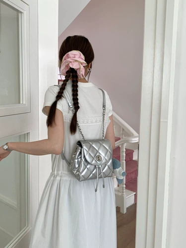 肥肥自制 Рюкзак, дизайнерская сумка через плечо, модная серебряная цепь, 2024 года, в западном стиле