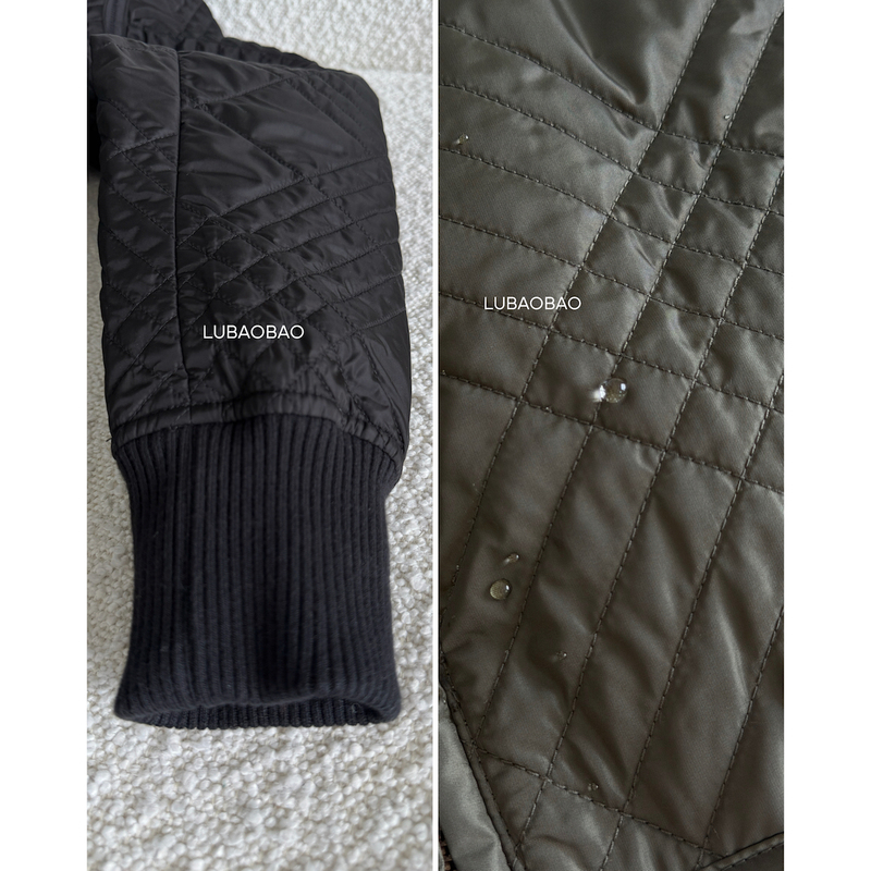 Lubaby [Fashionable British Style] Heavyweight Hot Item ~ Diamond Quilted Zipper Stand Collar Waist-Tightening Thin Short Cotton Jacket
