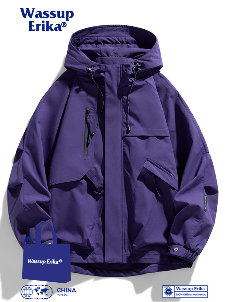 Wassup Erika Black Warrior Waterproof Jacket Men's Spring and Autumn Outdoor Hiking and Mountaineering Clothing American Workwear Jacket