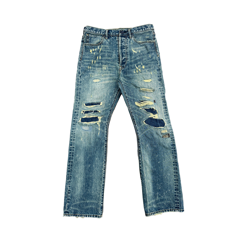 Richill Melancholy 25Aw Narrow Red-Edged Vintage Distressed Washed Jeans