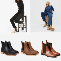 American Everlane Chelsea Italian Cowhide Set Chelsea Low Heels Women Square Head Boots