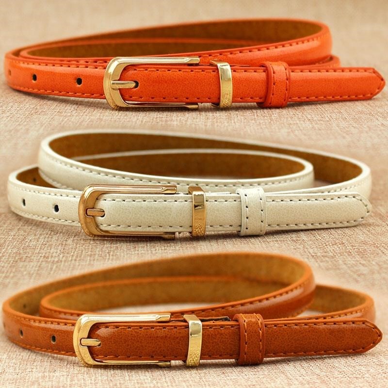 Orange Belt with Black Pants Belt for Women, Summer Jeans, Small Belt Decoration, White Thin Belt