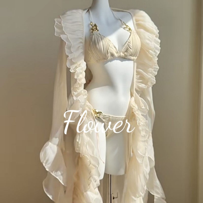 [Cream Frosting] Bikini Premium ins Sexy Two-Piece Set with Cover-Up for Beach Vacation Swimsuit