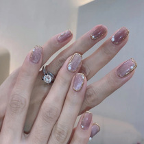 French Pearl nail patch finished high-end wear nail mesh red with bride nail patch short natural