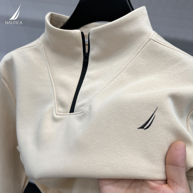 Nautica/Notica Genuine Autumn and Winter New Sweatshirt Stand Collar Zipper T-Shirt Men's Base Layer Top Trendy