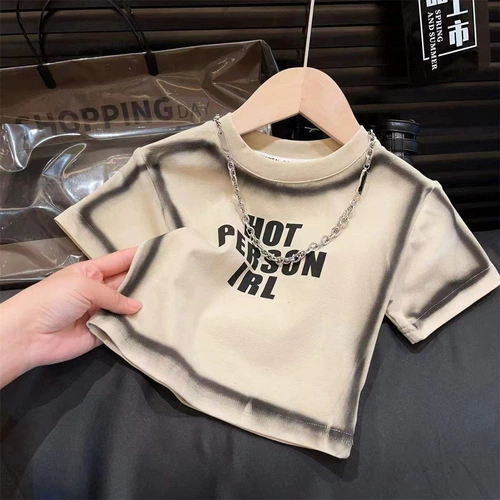 Комплект, летняя футболка с коротким рукавом с буквами